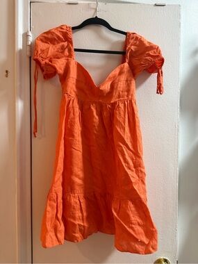 Olivaceous Bright Orange Puff Sleeve Mini Dress